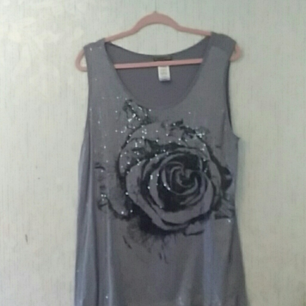 Gray sequin tank top